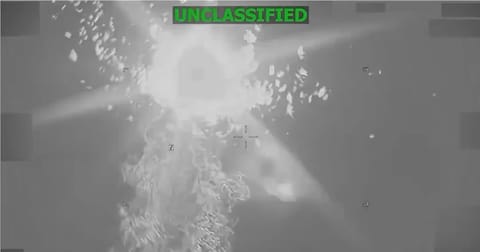 A single explosion destroys the suspected drug boat, August 25 (Southcom)