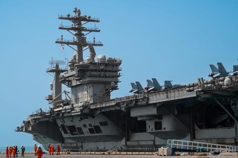 USS Nimitz in Bahrain in a more permissive era, August 2025 (USN file image)