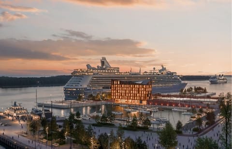 Klaipeda's modern, pedestrian-friendly cruise terminal will be fitted out to receive NATO warships (Port of Klaipeda illustration)