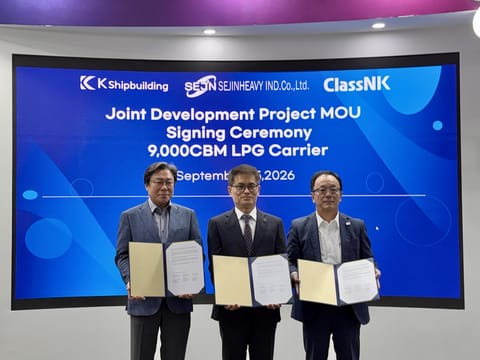 K Shipbuilding, Sejin and ClassNK Signed MOU for Joint Development of New Generation Eco LPG Carrier Applying the Amended IGC Code