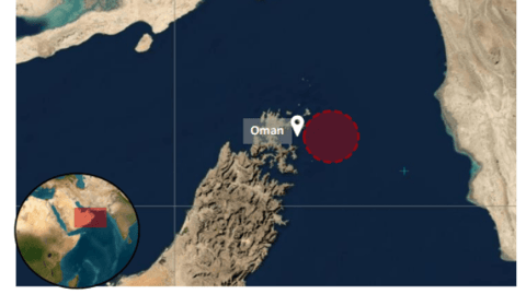 Location of the strike on GFS Galaxy (UKMTO)