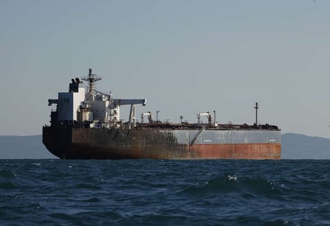 wreck of crude oil tanker attacked by Ukraine