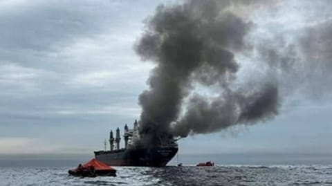 bulker on fire and abandoned after attack in Strait of Hormuz