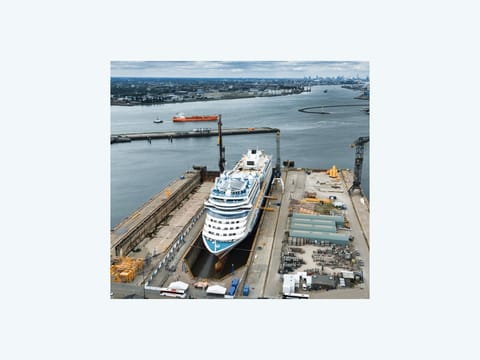 cruise ship in dry dock