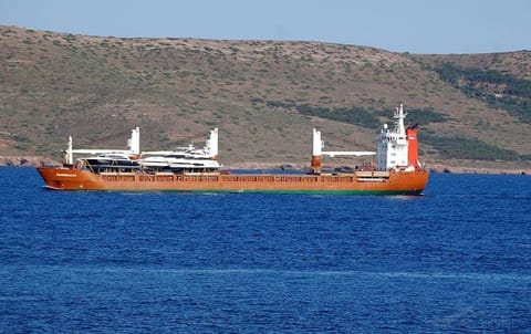 Russian general cargo ship used to carry military equipment