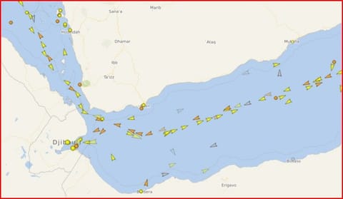 shipping traffic Red Sea, Bab el-Mandeb, Gulf of Aden