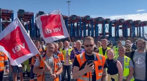 German dockworkers on strike