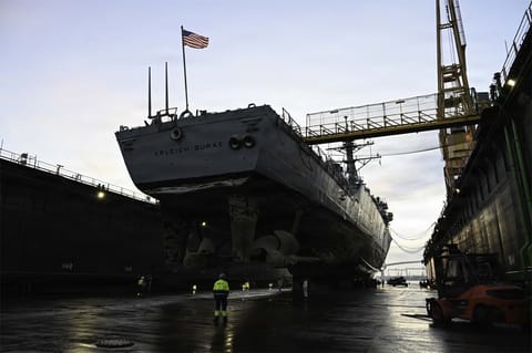 destroyer in dry dock