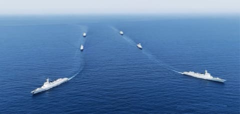 Chinese warships at sea