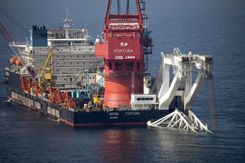 Pipelay barge Fortuna lays the final stretch of the Nord Stream 2 pipeline (Gazprom file image)