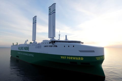 wing sails fitted on car carrier