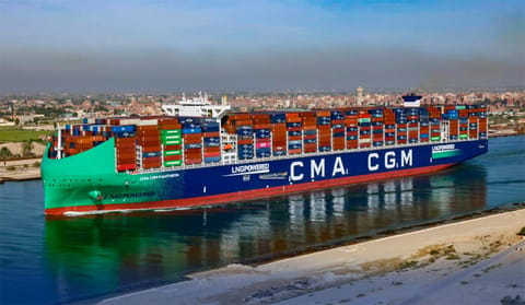 containership in the Suez Canal