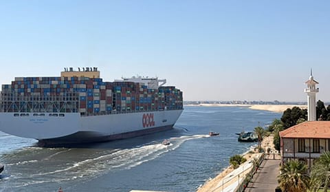 OOCL Portugal container vessel in the Suez Canal