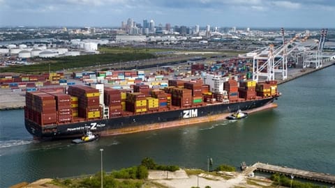 Zim containership in port