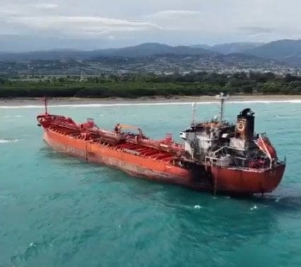 abandoned tanker ashore in Turkey
