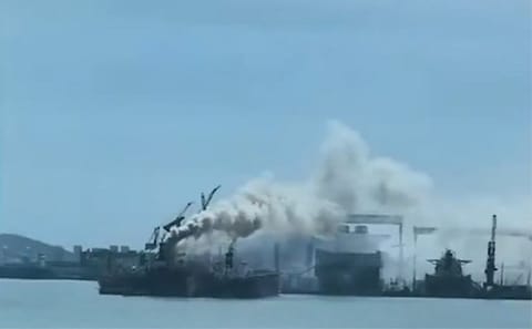 fire on bulker undergoing repairs in China