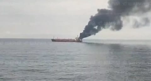 LPG carrier on fire