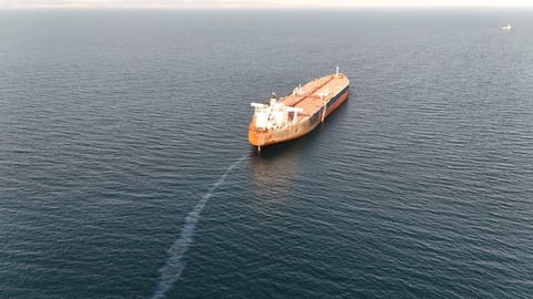leaking abandoned oil tanker
