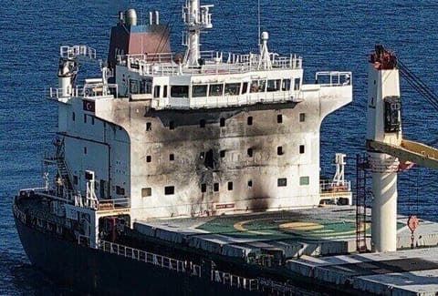 damage to bulker struck by Ukrainian drone