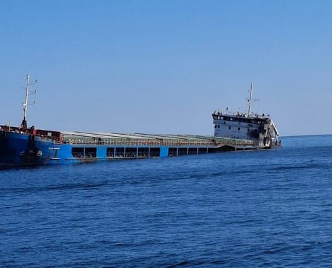 Turkish grain ship sinking after attack