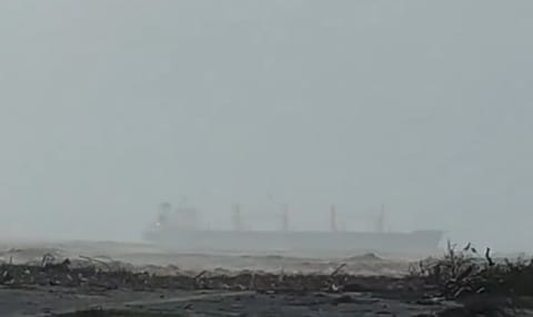 bulker aground in cyclone