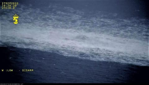 Gas erupts from the Nord Stream II gas pipeline in the Baltic, September 2022 (Swedish Coast Guard)