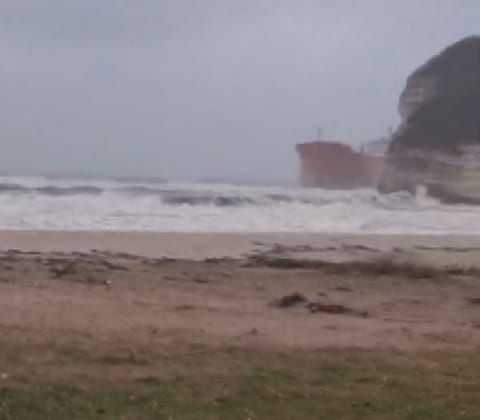 abandoned tanker washing ashore