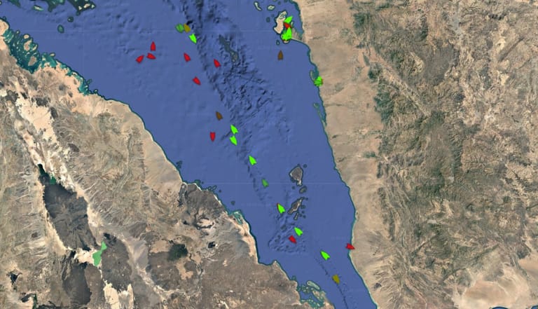 Traffic in the southern Red Sea, August 4 (Pole Star Global)