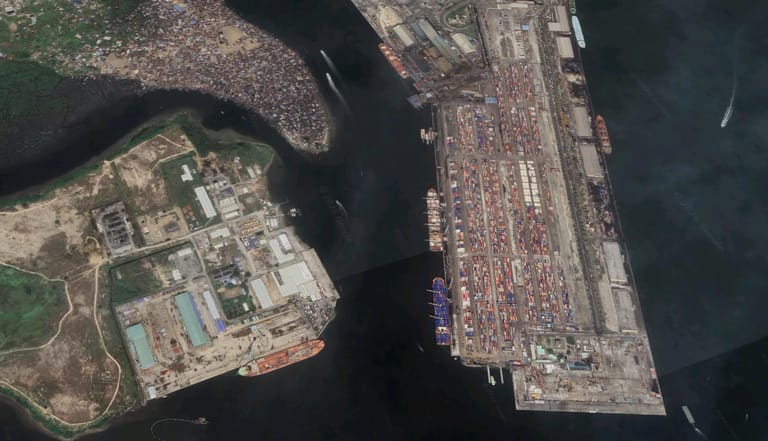 Port of Lagos, Nigeria (Google / Maxar / Airbus)