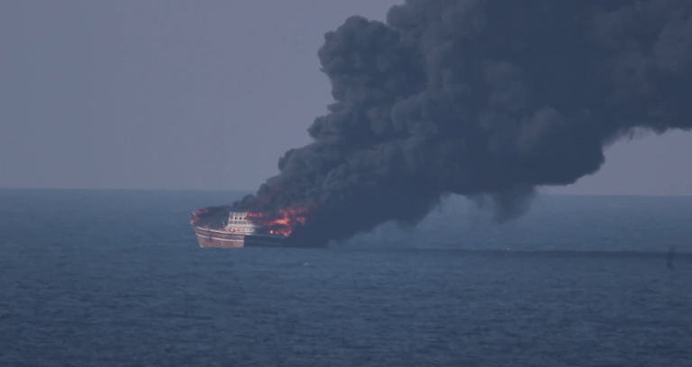 Dhow on fire