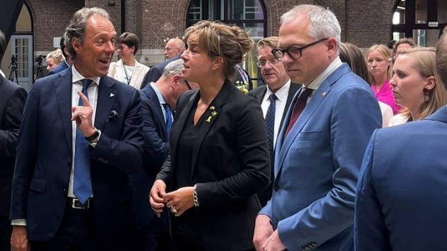 Jacques Vandermeiren, left, welcomes VIP visitors to the Port of Antwerp-Bruges (Port of Antwerp / Jacques Vandermeiren)