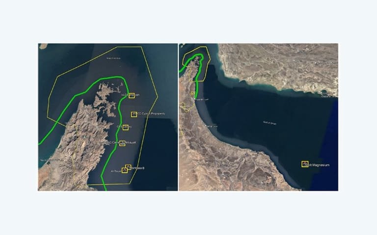vessels anchored near Strait of Hormuz
