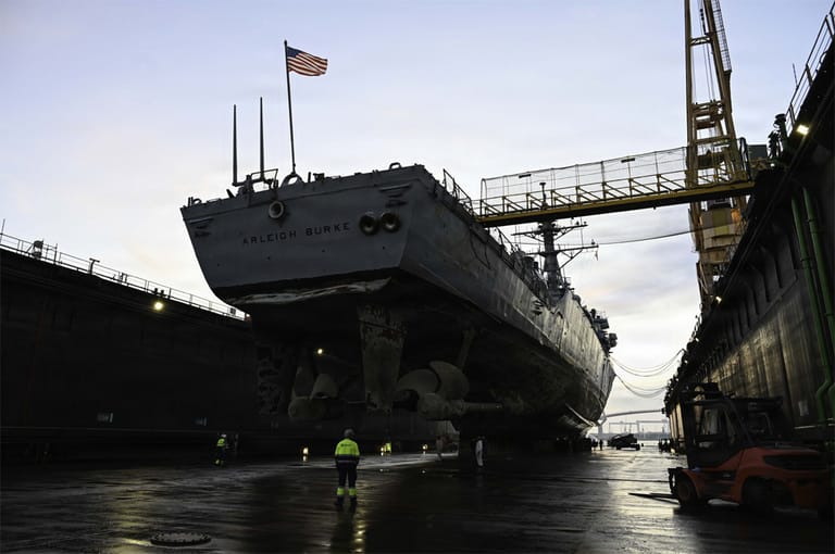 destroyer in dry dock