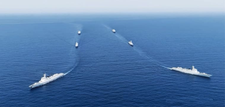 Chinese warships at sea