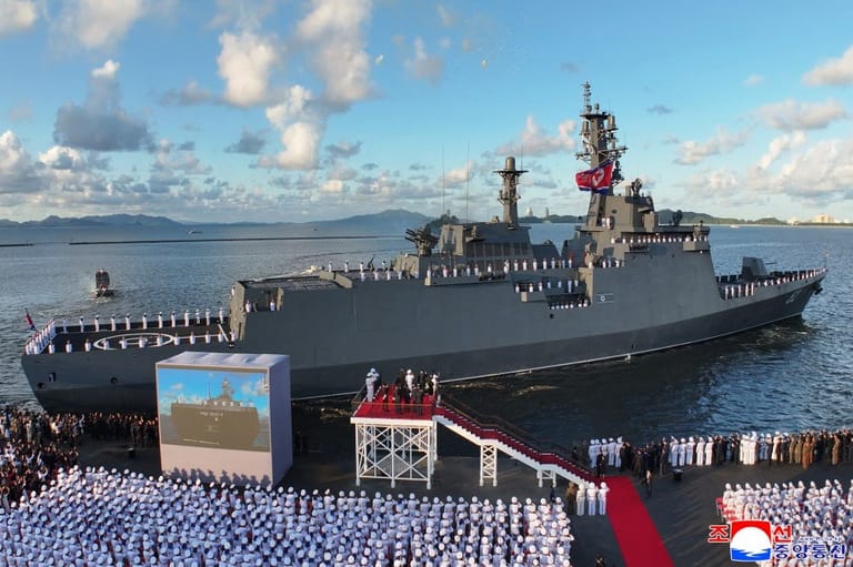 North Korean destroyer being commissioned