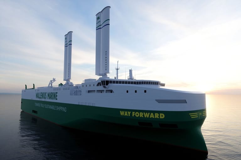 wing sails fitted on car carrier