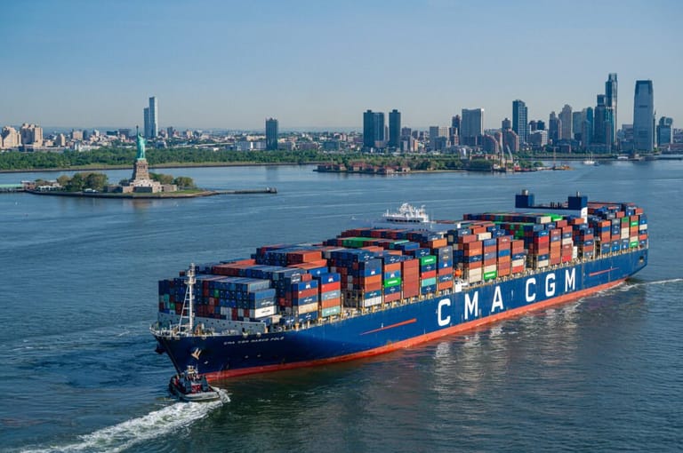 CMA CGM containership in the Port of New York