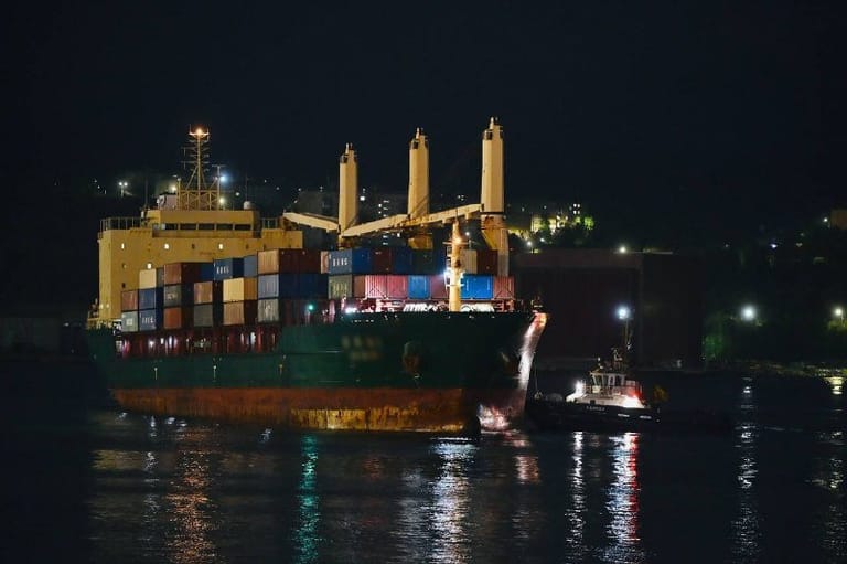 Chinese cargo ship arriving Murmansk Russia