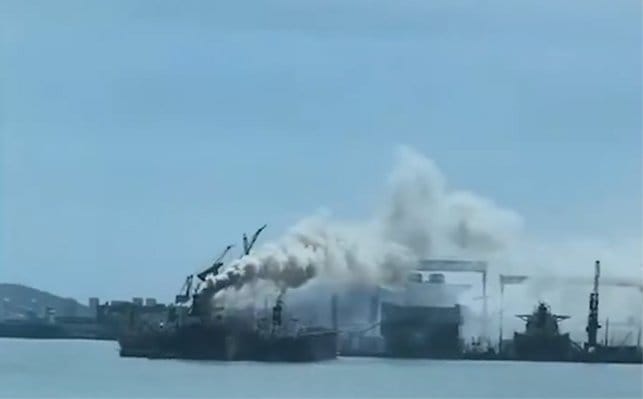 fire on bulker undergoing repairs in China