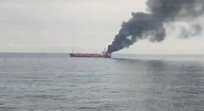 LPG carrier on fire