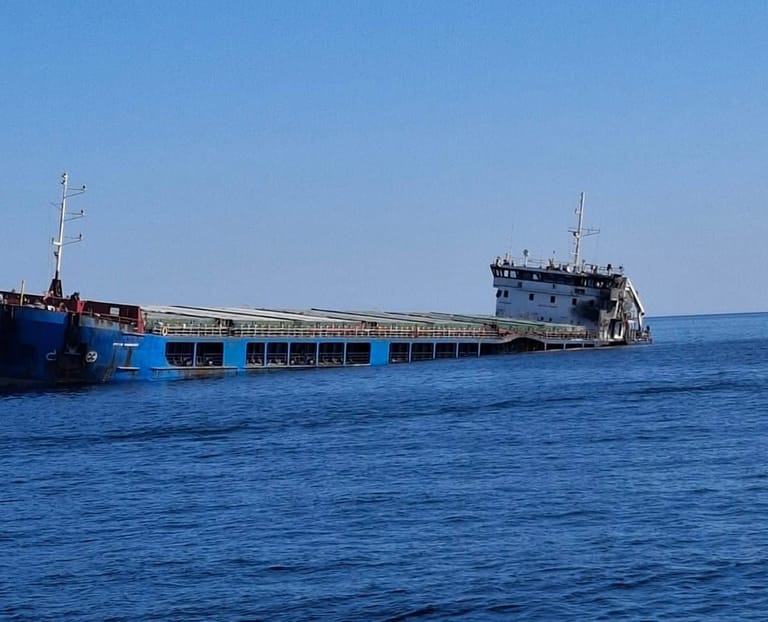 Turkish grain ship sinking after attack