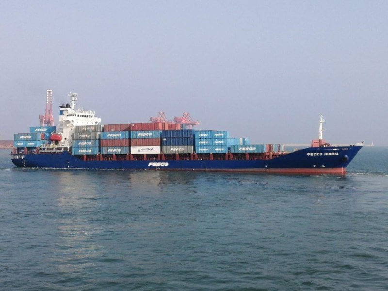 containership at sea