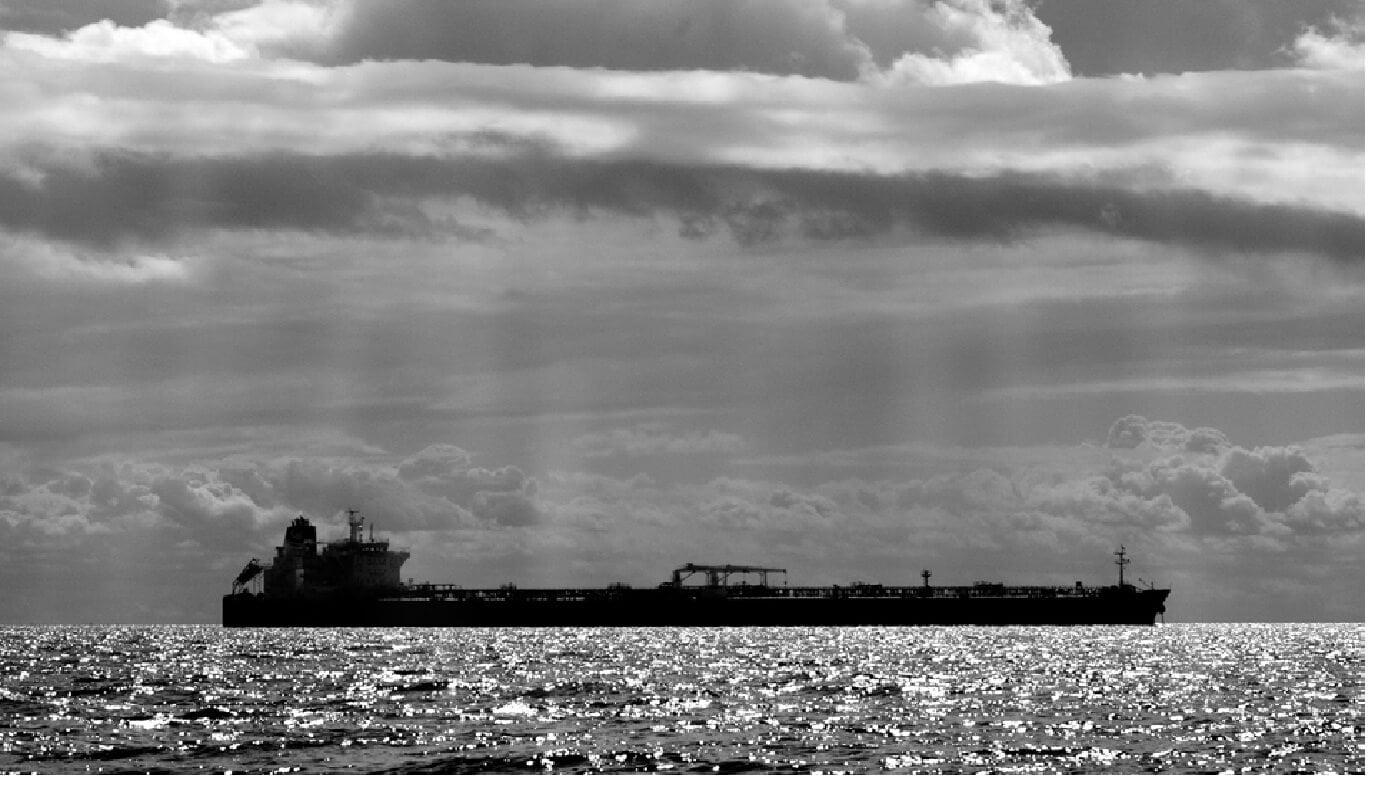 Shadow fleet tanker at sea