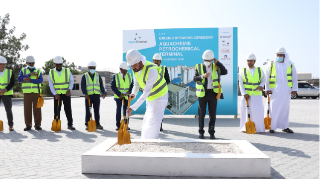 Mohammed Al Muallem, CEO & Managing Director, DP World UAE Region and CEO Jafza breaking ground for new AquaChemie terminal