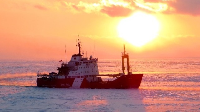 CCGS Griffon performing icebreaking operations. Credit - Canadian Coast Guard