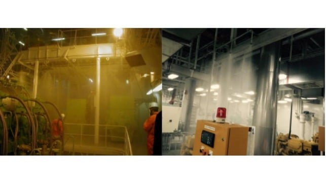 Image: The FineFog™ kills the fire with millions of tiny droplets of water, absorbing heat and oxygen. 