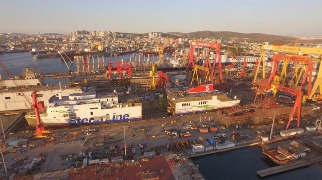 Photographer: Gemi Kaydrma/Sedef Shipyard; The ground-breaking conversion is conducted by Stena RoRo and Sedef Shipyard in Turkey