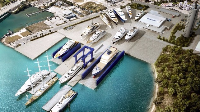 Rendering of Derecktor Ft. Pierce with 1,500-ton mobile boat hoist and planned dry rocks