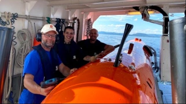 The Kongsberg Maritime team with the HUGIN AUV, a worthy 2020 AUVSI XCELLENCE third-prize winner