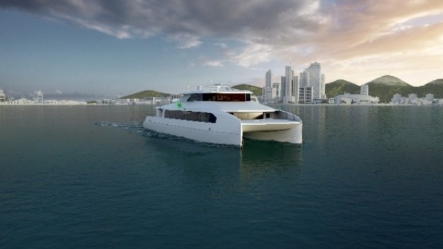 All-electric catamaran ferry concept illustration. Image credit ABB
